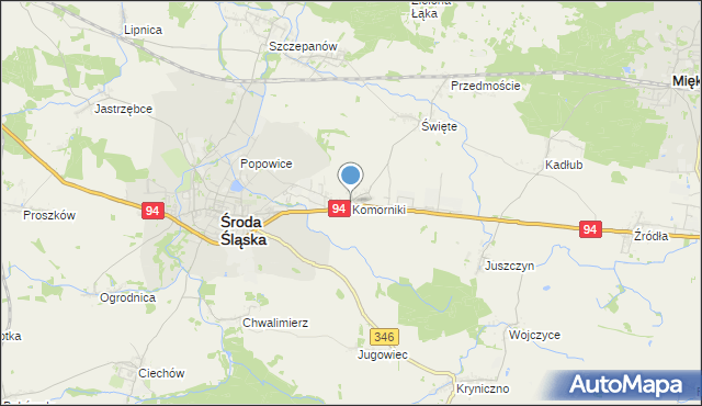 mapa Komorniki, Komorniki gmina Środa Śląska na mapie Targeo